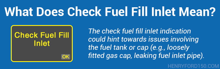 check fuel fill inlet message meaning