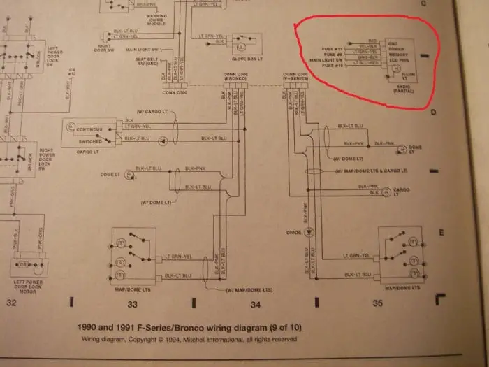 1990 - 1991 F150 radio wiring diagram